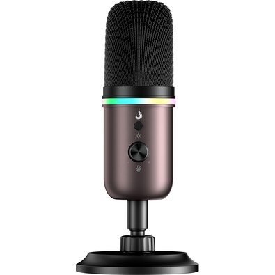 Microfone Gamer De Mesa Rise Mode Elite 10, RGB, USB-C, Preto e Ocre - RM-ME-010-BOC