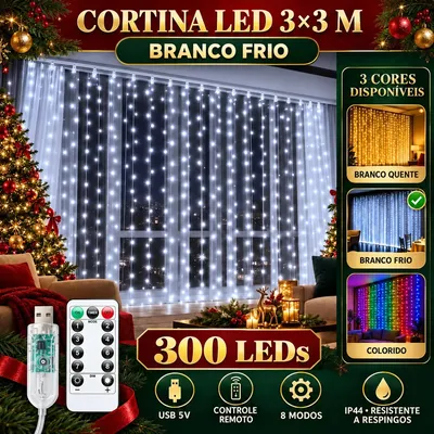 Pisca Cortina 300 Leds 3x3m Usb Ip44 8