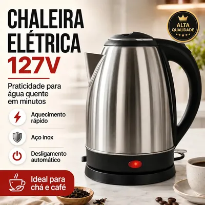 Chaleira Elétrica Jarra Inox 2 Litros