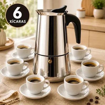 Cafeteira Italiana Moka Inox 6 Xícaras