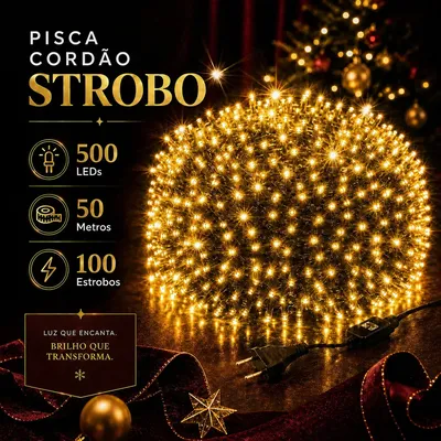 Strobo Natal 500 Leds Pisca 100 Flash