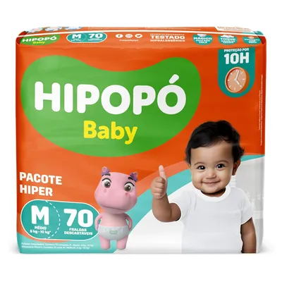 Fralda Hipopó Baby Mega Pacotão P-80