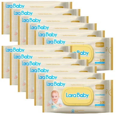 Kit 12 Lenço Umedecido Lara Baby 100