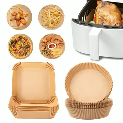 50 Formas De Airfryer Descartável Redondo Quadrado Antiaderente Para Cozimento Papel Fritadeira Cozimento Protetor Forro