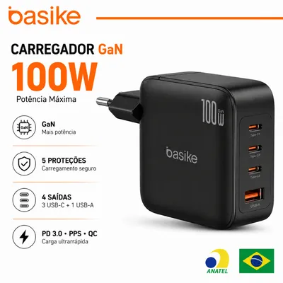 Basike Carregador Turbo Gan 100W 4