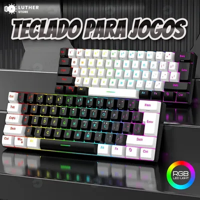 Teclado para Jogos com Fio 61-key RGB