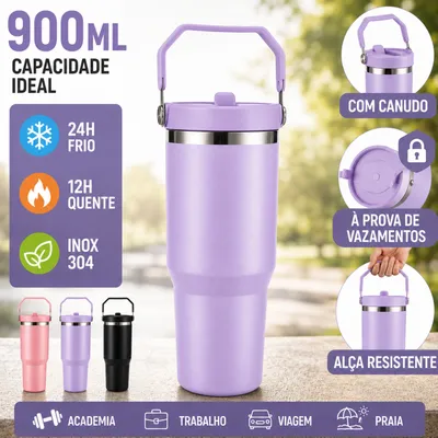 Garrafa Térmica Inox 900ml com Alça