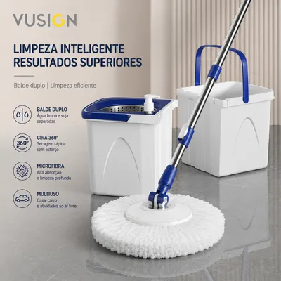 Mop Giratório com Balde Duplo Água Limpa