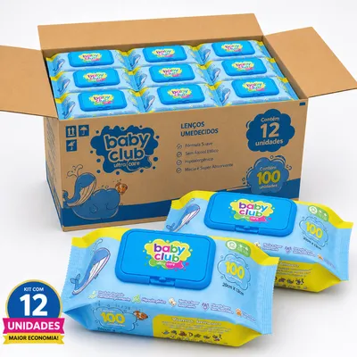 Kit 1200 Lenço Umedecido Baby Club
