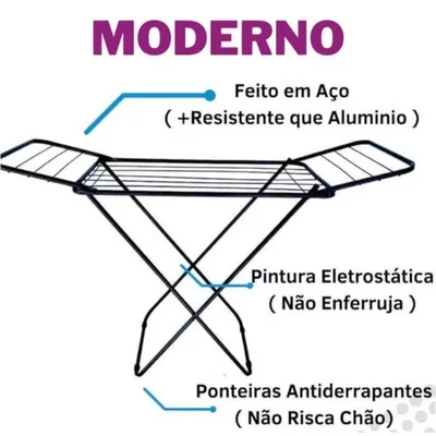 Varal de Chão com Abas Dobrável Aço