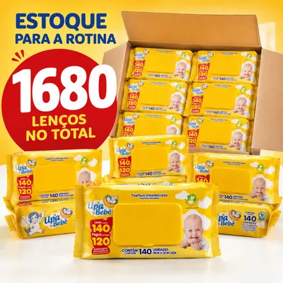 Kit 1680 Lenços Umedecidos Bebê Upa