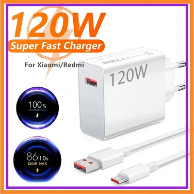 Carregador 120W Completo Turbo Cabo USB