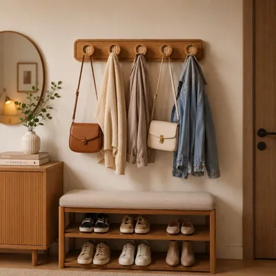 Cabideiro de Parede Boho com Palha